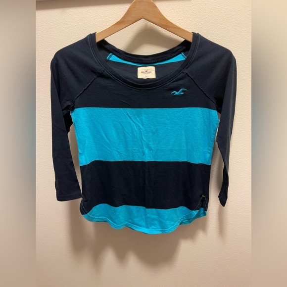 Hollister Striped Long Sleeve Top SZ XS Navy/Blue - Picture 1 of 5